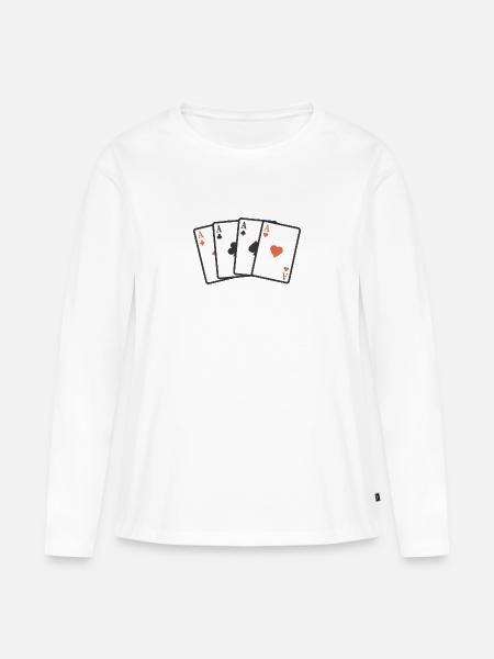 Karten Ass - Frauen Premium Bio Langarmshirt - Weiß