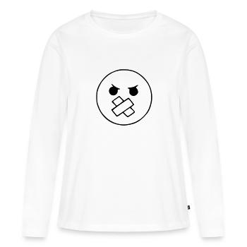 Emoji croquis bouche collée noir - T-shirt manches longues Premium bio Femme - blanc - Devant - Julia (174cm)