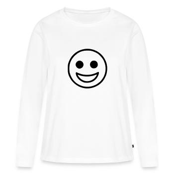 Emoji Skizze glücklich schwarz - Women's Premium Organic Long Sleeve Shirt - white - Front - Julia (174cm)