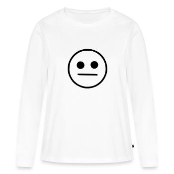 Emoji esquisse noir neutre - T-shirt manches longues Premium bio Femme - blanc - Devant - Julia (174cm)