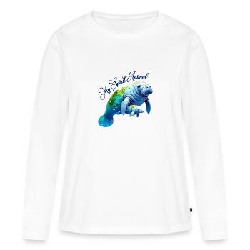 Lamantin avec son veau - T-shirt manches longues Premium bio Femme - blanc - Devant - Julia (174cm)