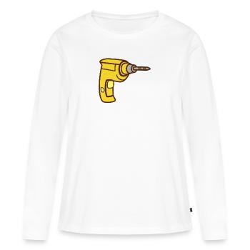 Perceuse - T-shirt manches longues Premium bio Femme - blanc - Devant - Julia (174cm)