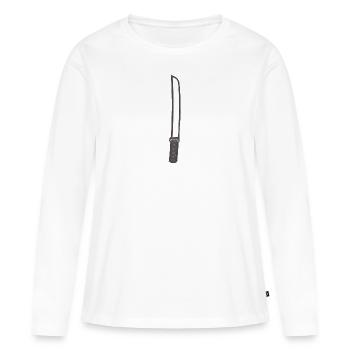 Épée de samouraï - T-shirt manches longues Premium bio Femme - blanc - Devant - Julia (174cm)