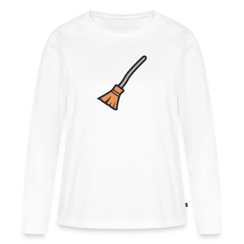 Balai de sorcière - T-shirt manches longues Premium bio Femme - blanc - Devant - Julia (174cm)