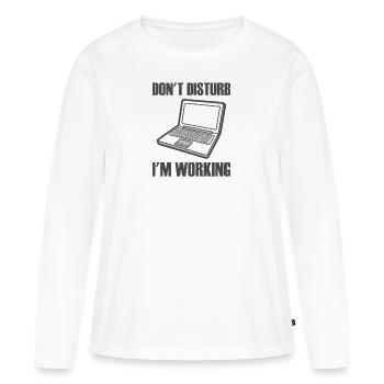Ordinateur portable dont disturb en working - T-shirt manches longues Premium bio Femme - blanc - Devant - Julia (174cm)
