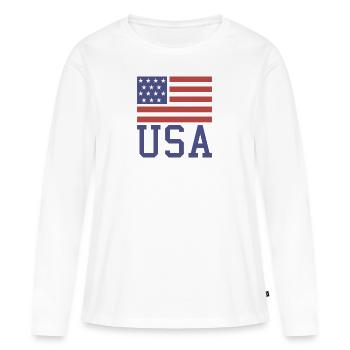 Drapeau américain - T-shirt manches longues Premium bio Femme - blanc - Devant - Julia (174cm)