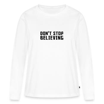 N’arrêtez pas de croire - T-shirt manches longues Premium bio Femme - blanc - Devant - Julia (174cm)