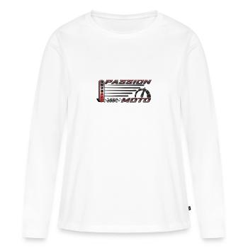 PASSION MOTO - T-shirt manches longues Premium bio Femme - blanc - Devant - Julia (174cm)