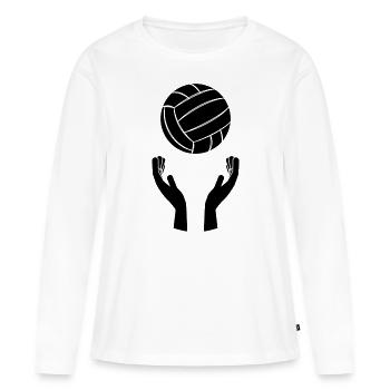 Volleyball Balle avec les mains Volleyball Jeu Sports - T-shirt manches longues Premium bio Femme - blanc - Devant - Julia (174cm)