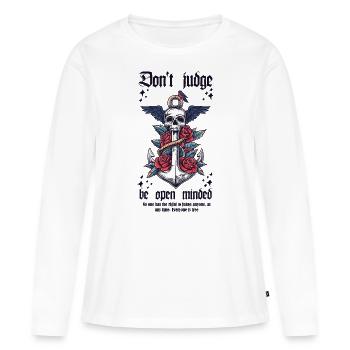 Don't Judge - Frauen Premium Bio Langarmshirt - Weiß - Vorne - Julia (174cm)