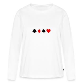 All symbols Poker / Skat / ... - Women's Premium Organic Long Sleeve Shirt - white - Front - Julia (174cm)
