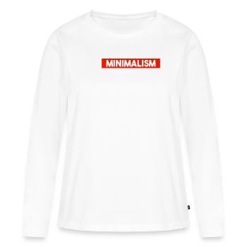 Minimalisme, essentialisme, proverbe, durable - T-shirt manches longues Premium bio Femme - blanc - Devant - Julia (174cm)
