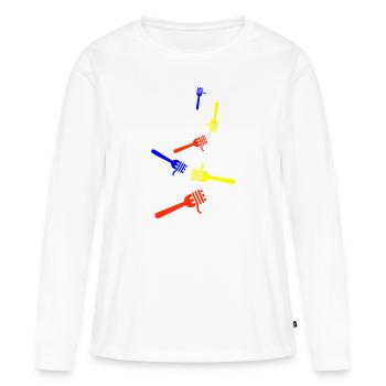 Symbole spaghetti - T-shirt manches longues Premium bio Femme - blanc - Devant - Julia (174cm)