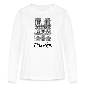 PD Moreno Notre Dame Church Paris - T-shirt manches longues Premium bio Femme - blanc - Devant - Julia (174cm)