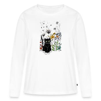 Katze - Frauen Premium Bio Langarmshirt - Weiß - Vorne - Julia (174cm)