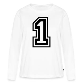 1 Numéro de numéro - T-shirt manches longues Premium bio Femme - blanc - Devant - Julia (174cm)