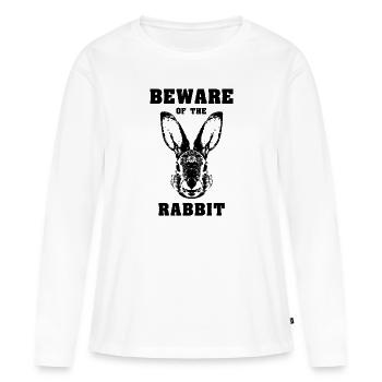 Attention lapin lapin - T-shirt manches longues Premium bio Femme - blanc - Devant - Julia (174cm)
