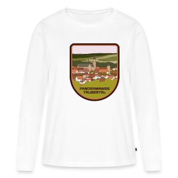 Panoramaweg Taubertal - Frauen Premium Bio Langarmshirt - Weiß - Vorne - Julia (174cm)