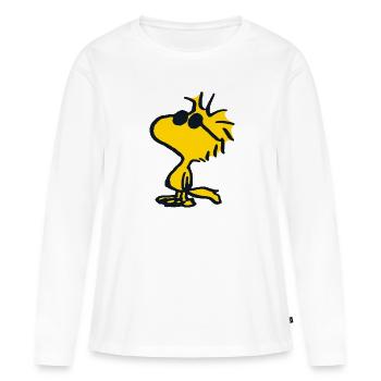Peanuts Woodstock Sonnenbrille Cool - Frauen Premium Bio Langarmshirt - Weiß - Vorne - Julia (174cm)