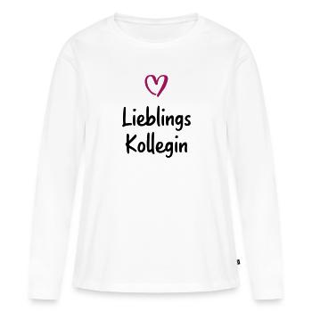 Lieblingskollegin - Frauen Premium Bio Langarmshirt - Weiß - Vorne - Julia (174cm)
