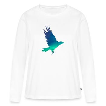 Crow dans les aurores boréales - T-shirt manches longues Premium bio Femme - blanc - Devant - Julia (174cm)