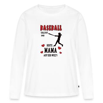 Baseball Spielerin Mama Baseballerin Mutter Frau - Frauen Premium Bio Langarmshirt - Weiß - Vorne - Julia (174cm)