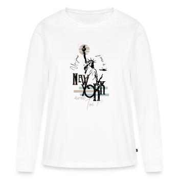 Un jour j'irai à New-York avec toi - T-shirt manches longues Premium bio Femme - blanc - Devant - Julia (174cm)