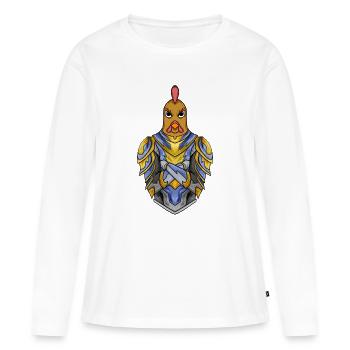 Knight Chicken with Armor Crusader - Women's Premium Organic Long Sleeve Shirt - white - Front - Julia (174cm)