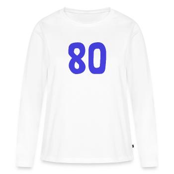 80. 80 YEARS. 80th ANNIVERSARY. 80TH BIRTHDAY. - Women's Premium Organic Long Sleeve Shirt - white - Front - Julia (174cm)