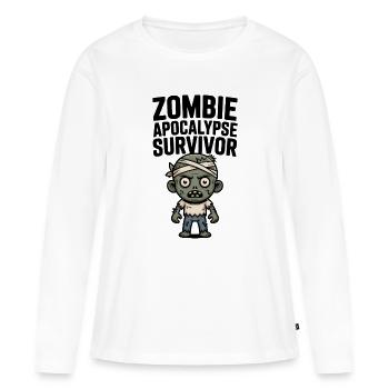 Survivant de l’apocalypse zombie - T-shirt manches longues Premium bio Femme - blanc - Devant - Julia (174cm)