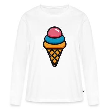 Glace en cornet aux couleurs de l’été - T-shirt manches longues Premium bio Femme - blanc - Devant - Julia (174cm)
