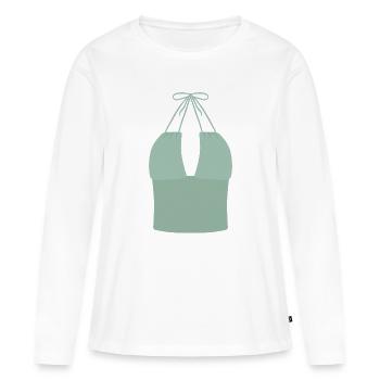Haut bikini Mint Halter - T-shirt manches longues Premium bio Femme - blanc - Devant - Julia (174cm)