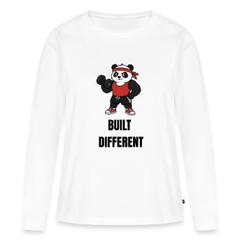 construit différemment - T-shirt manches longues Premium bio Femme - blanc - Devant - Julia (174cm)