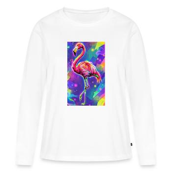 flamingo - Women's Premium Organic Long Sleeve Shirt - white - Front - Julia (174cm)