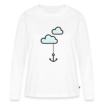 Anker mit Wolke - Frauen Premium Bio Langarmshirt - Weiß - Vorne - Julia (174cm)