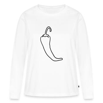 Les piments Chili chaud chaud - T-shirt manches longues Premium bio Femme - blanc - Devant - Julia (174cm)