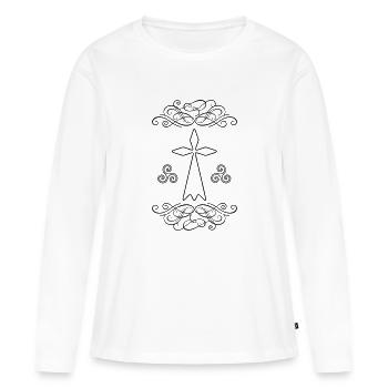 breizh hermine - T-shirt manches longues Premium bio Femme - blanc - Devant - Julia (174cm)
