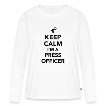 Press officer - T-shirt manches longues Premium bio Femme - blanc - Devant - Julia (174cm)