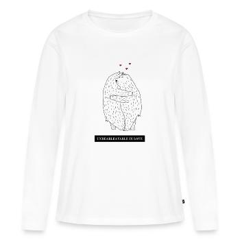 Ours aimants - T-shirt manches longues Premium bio Femme - blanc - Devant - Julia (174cm)