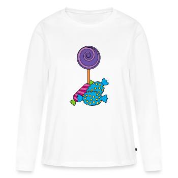 Bonbons - T-shirt manches longues Premium bio Femme - blanc - Devant - Julia (174cm)