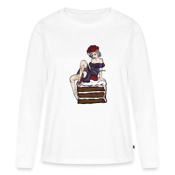 Kirschtorte // Schwarzwald - Frauen Premium Bio Langarmshirt - Weiß - Vorne - Julia (174cm)