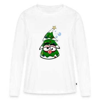 Besoffener Weihnachtsbaum - Frauen Premium Bio Langarmshirt - Weiß - Vorne - Julia (174cm)