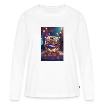 3D Animation Style graphique bourse - T-shirt manches longues Premium bio Femme - blanc - Devant - Julia (174cm)