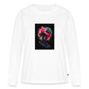Farben Explosion - Frauen Premium Bio Langarmshirt - Weiß - Vorne - Julia (174cm)