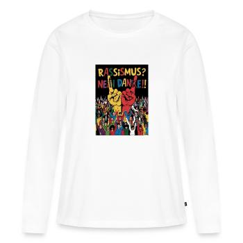 Racism? No thank you! - Women's Premium Organic Long Sleeve Shirt - white - Front - Julia (174cm)