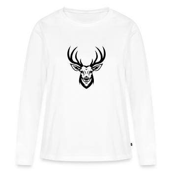 Tête de cerf - T-shirt manches longues Premium bio Femme - blanc - Devant - Julia (174cm)