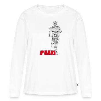 Laufen macht... - Frauen Premium Bio Langarmshirt - Weiß - Vorne - Julia (174cm)