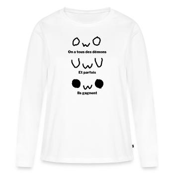 On a tous des démons - T-shirt manches longues Premium bio Femme - blanc - Devant - Julia (174cm)