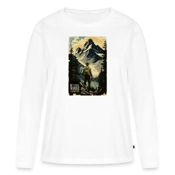 Randonnée en plein air Nature Montagnes Camping Cadeau - T-shirt manches longues Premium bio Femme - blanc - Devant - Julia (174cm)