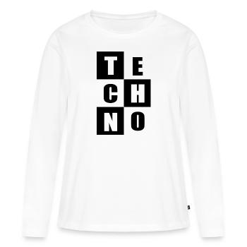 Citations de musique techno - T-shirt manches longues Premium bio Femme - blanc - Devant - Julia (174cm)